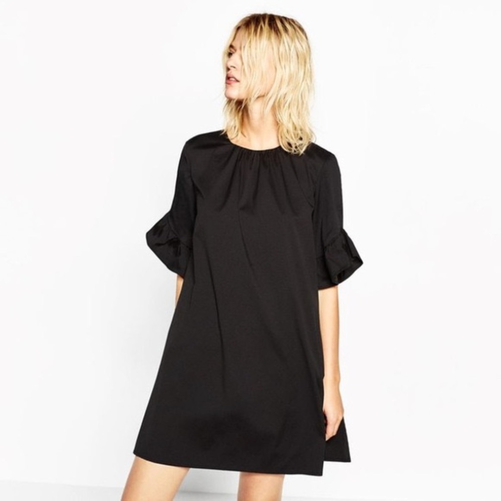 Zara black ruffle sleeve romper